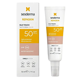 Sesderma Repaskin Silk Touch Color, Fluid przeciwsłoneczny do twarzy wyr&oacute;wnujący kolor sk&oacute;ry SPF50