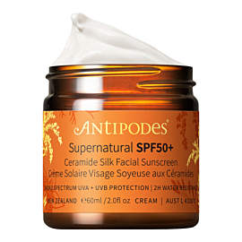 Antipodes Supernatural SPF50+ Ceramide Silk Facial Sunscreen Krem przeciwsłoneczny do twarzy, 60 ml
