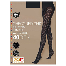 Life Collant Donna Checqued Chic 40 Den Taglia 4 Nero