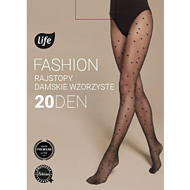 Life Rajstopy damskie ze wzorem serca 20 DEN, rozmiar 2
