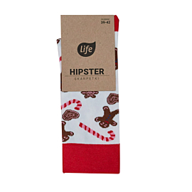 Life Skarpetki Hipster Wz&oacute;r Pierniczki Białe Rozm. 35-38