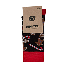 Life Skarpetki Hipster Wz&oacute;r Pierniczki Czarne Rozm. 35-38
