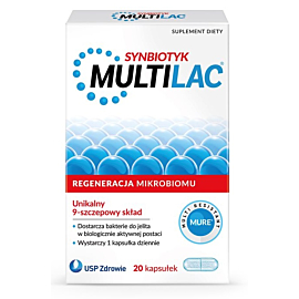 Multilac Suplement diety zawierający żywe kultury bakterii, 20 kaps.