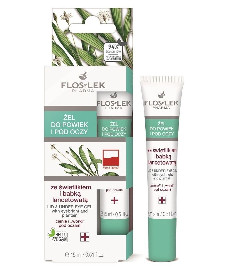 Floslek Żel do powiek i pod oczy ze świetlikiem i babką lancetowatą, 15ml