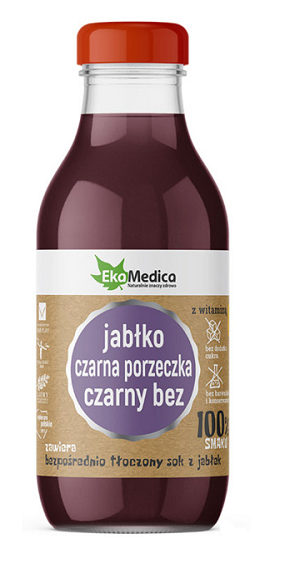 EkaMedica Jabłko-Czarna Porzeczka-Czarny Bez, Sok, 300 ml 300 ml