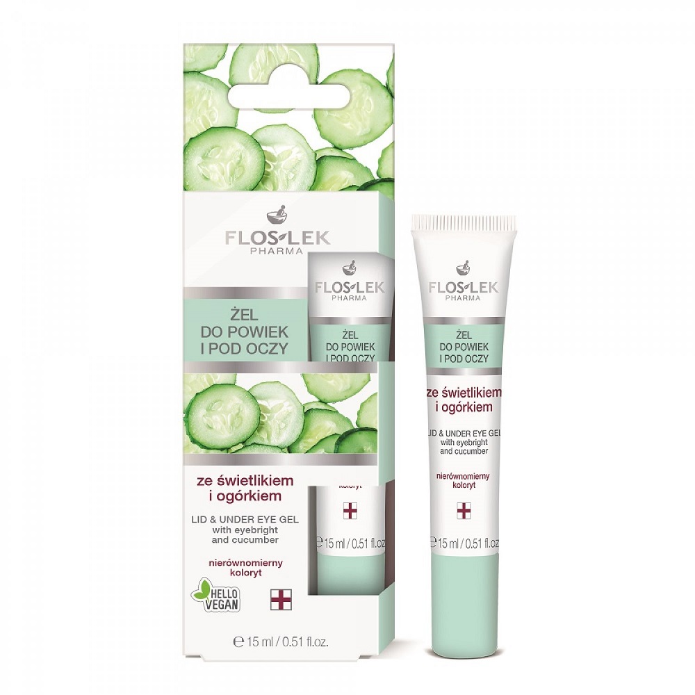 Floslek Gel per palpebre e contorno occhi con eufrasia e cetriolo, 15ml
