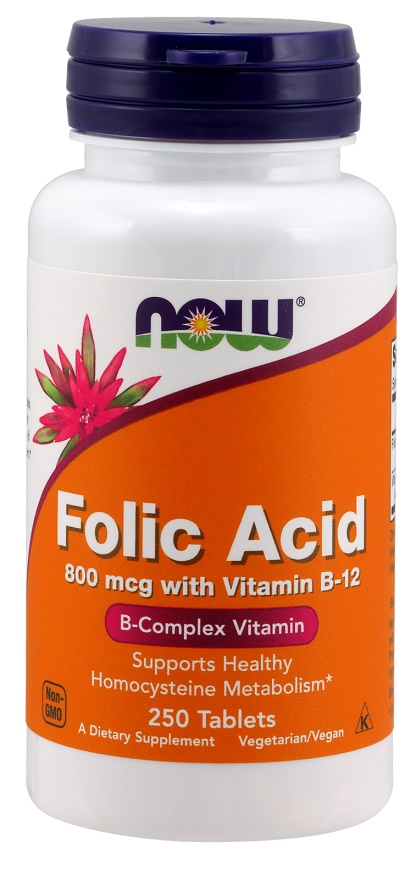 Now Foods Kwas foliowy 800 mcg i Witamina B12, Tabletki