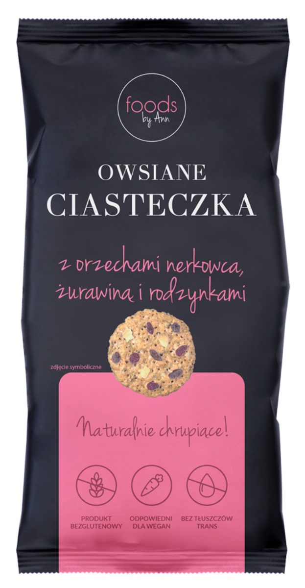 Foods By Ann Ciasteczka owsiane z nerkowcami, żurawiną i rodzynkami  100 g
