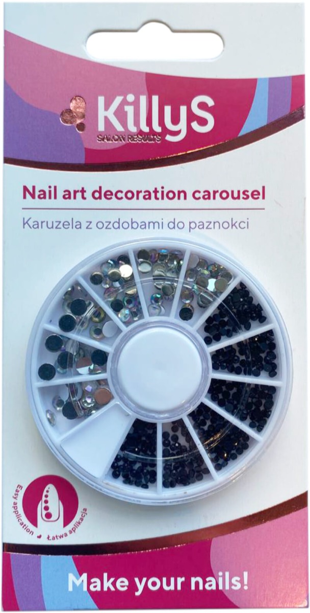 KillyS Giostra con decorazioni per unghie bianco-nere.