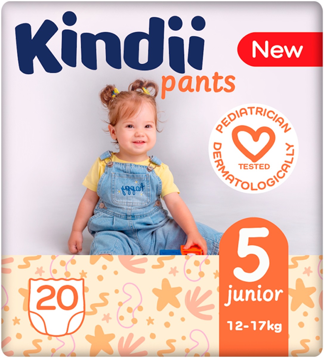 Kindii Junior 5 Pieluchomajtki rozm. 5 (12-17 kg) 20 szt.