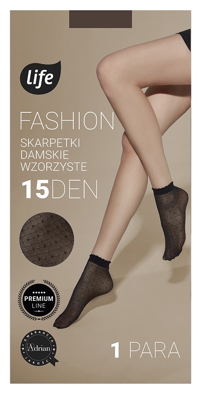 Life Skarpetki Damskie Wzór Romby + Kropeczki 15 Den Uniwersalny Nero