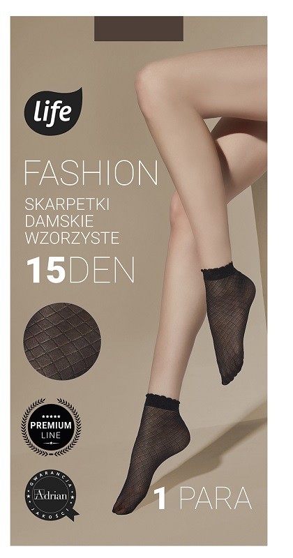Life Skarpetki Damskie Wzór Romby 15 Den Uniwersalny Nero