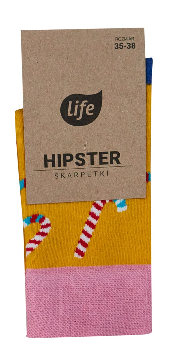 Life Skarpetki Hipster Wzór Lizaki Żółte 39-42