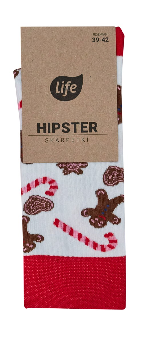 Life Skarpetki Hipster Wzór Pierniczki Białe 39-42