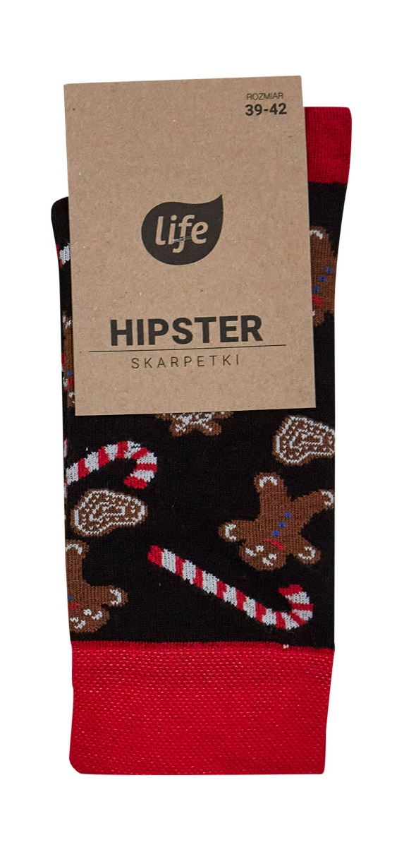 Life Skarpetki Hipster Wzór Pierniczki Czarne 39-42