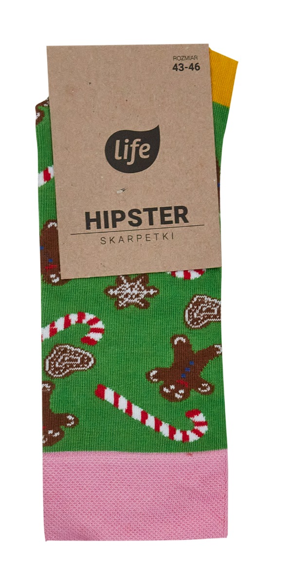 Life Skarpetki Hipster Wzór Pierniczki Zielone 39-42