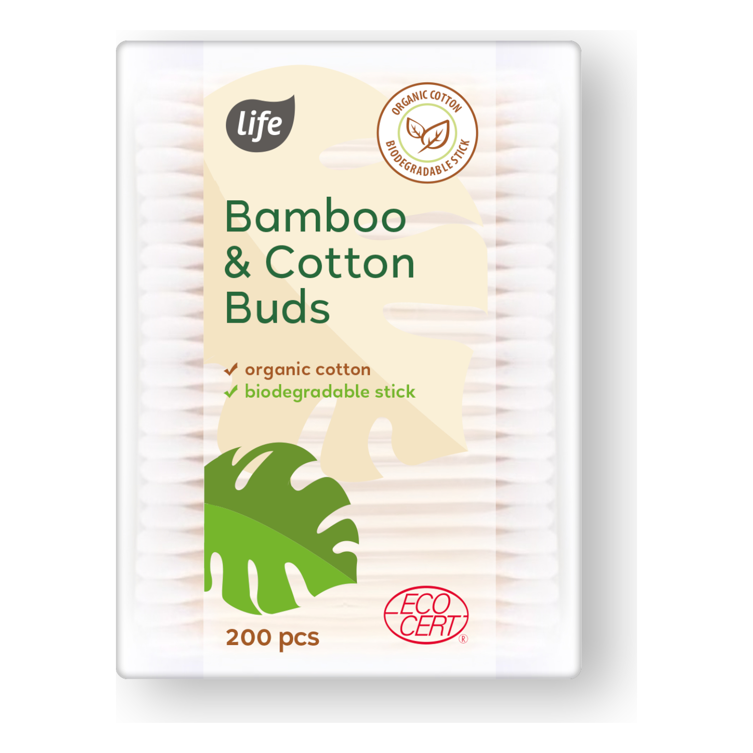 Life Ecocert Bastoncini igienici 200 pezzi.
