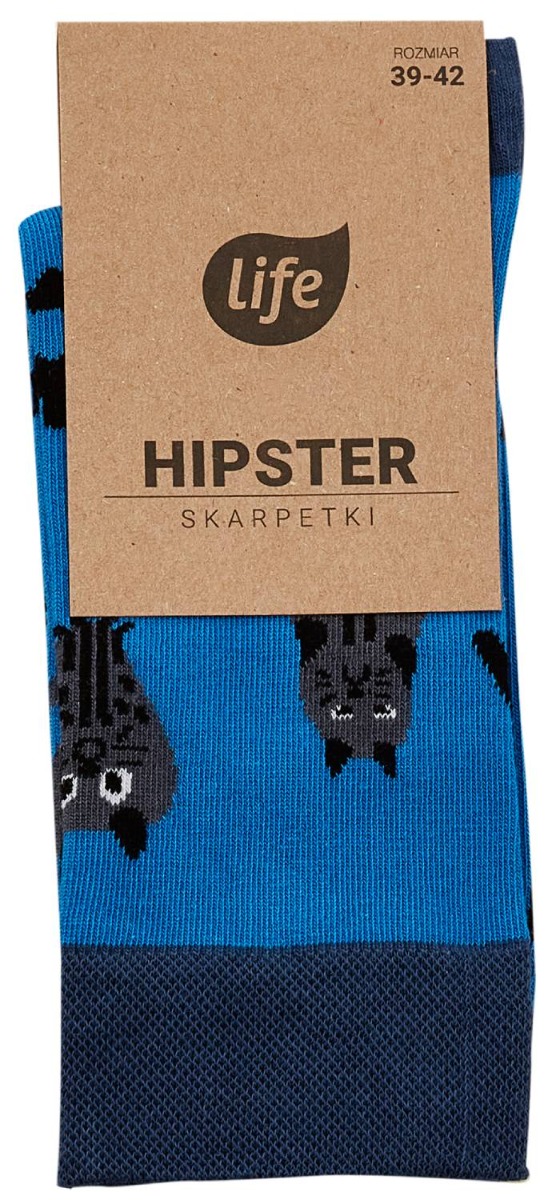 Life Skarpetki Hipster wzór Koty niebieskie -38 1 para