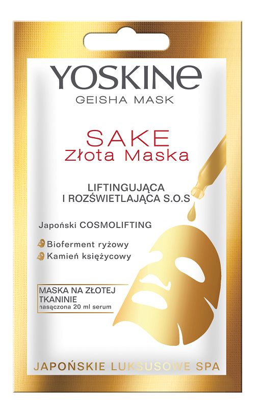 Yoskine Geisha Mask Złota maska na tkaninie, Sake 20 ml