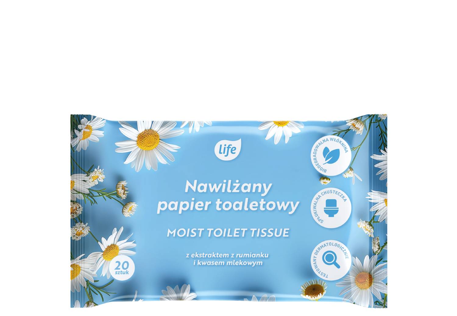 Life Nawilżany papier toaletowy, rumiankowy, 20 szt.