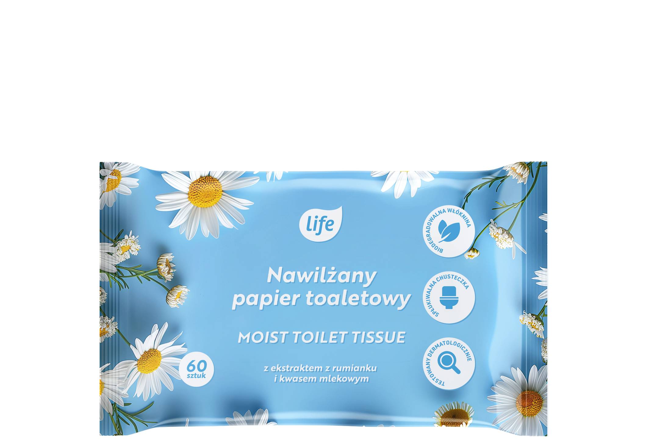 Life Nawilżany papier toaletowy, rumiankowy, 60 szt.