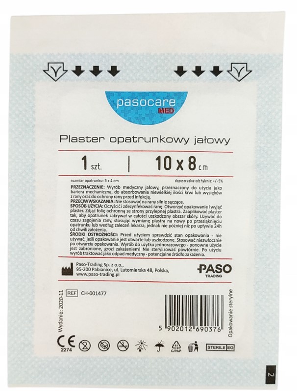 Pasocare Med Plaster z opatrunkiem jałowy 10 x 8 cm 1 szt.