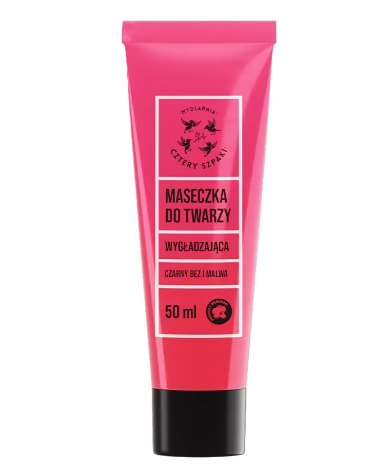 Mydlarnia Cztery Szpaki Wygładzająca maseczka do twarzy Czarny Bez i Malwa 