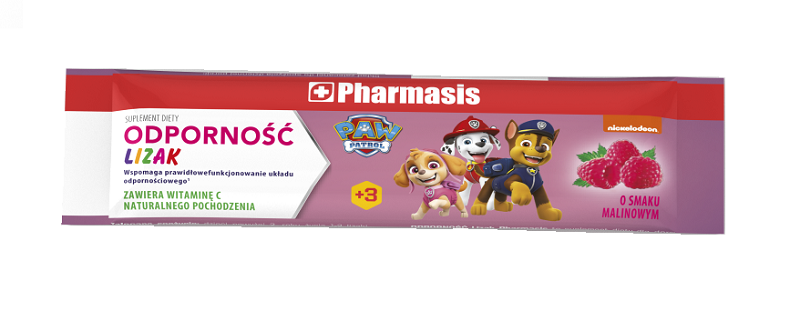 Pharmasis Psi Patrol, Lizak na odporność, Smak malinowy