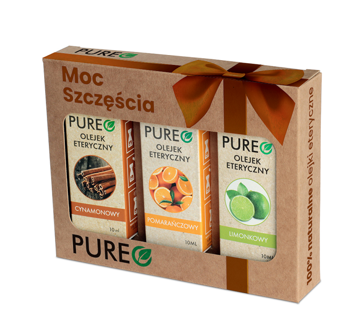 Pureo Moc Szczęścia Zestaw Olejków (Cynamonowy+Pomarańczowy+Limonkowy) 3 x