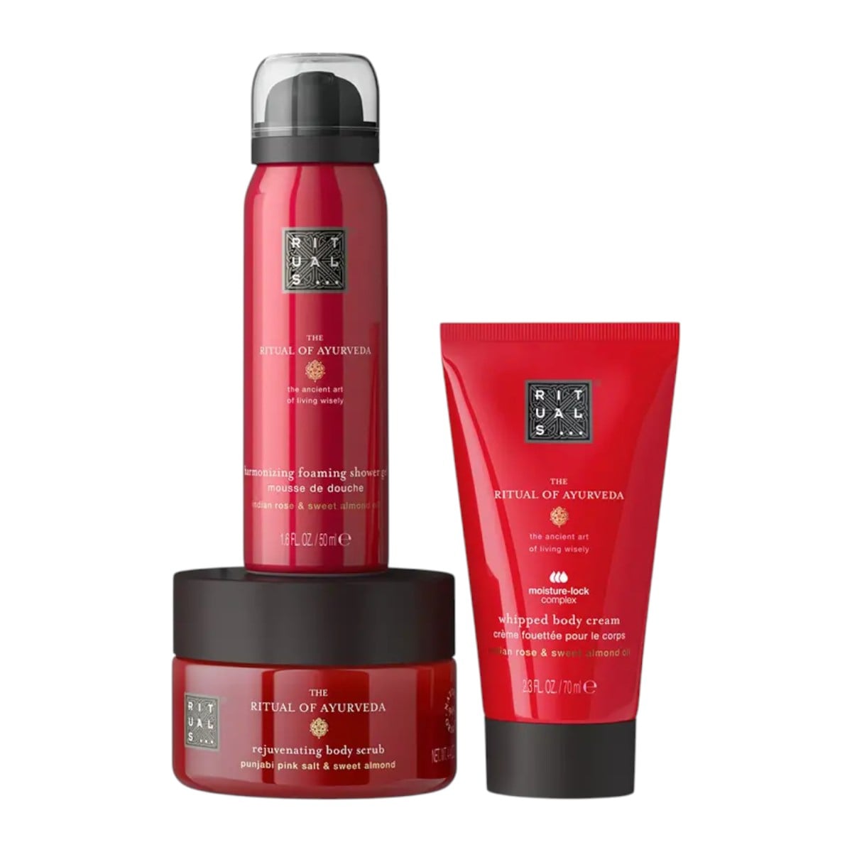 Rituals The Ritual Of Ayurveda Set: schiuma doccia + crema-mousse per il corpo + scrub corpo