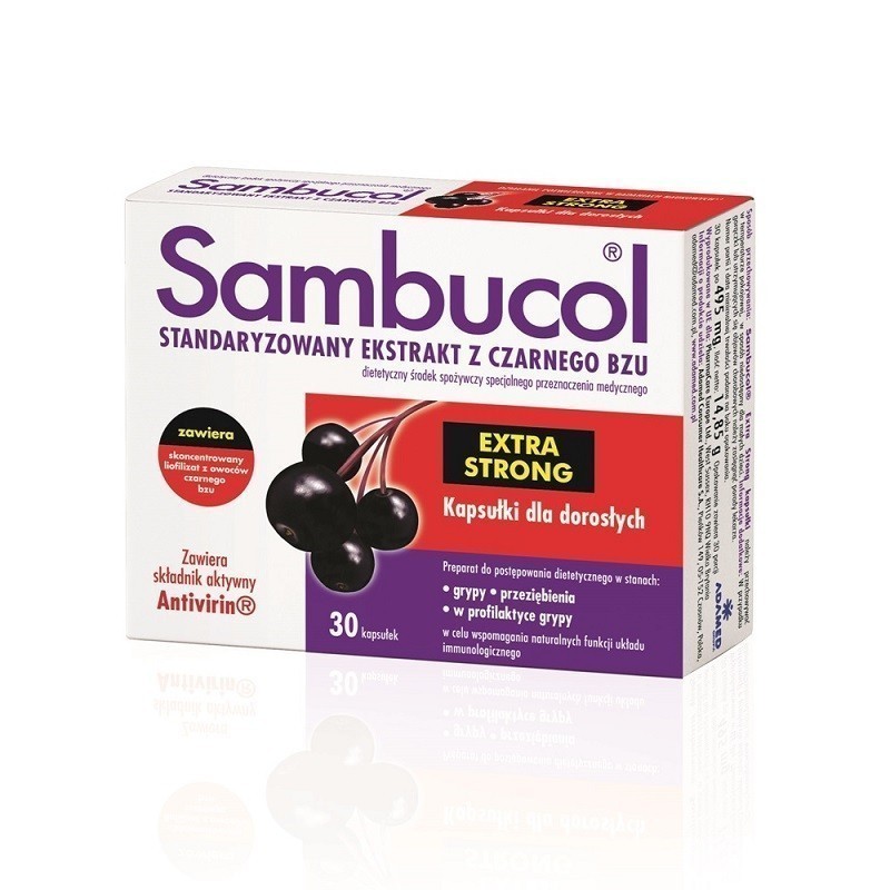 Sambucol Extra Strong, Standaryzowany ekstrakt z czarnego bzu, Kapsułki