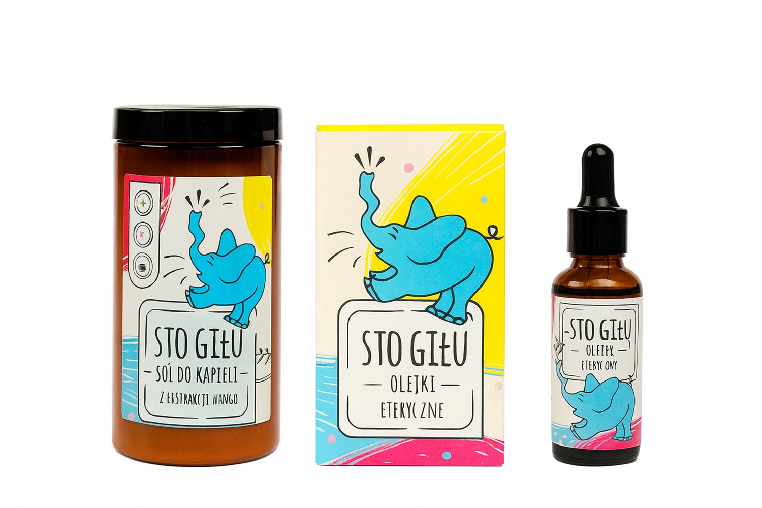 Zestaw  Sio Gilu Sól do kąpieli 560 g+ Olejek do aromaterapii 15 ml + Olejek do twarzy i ciała 30 ml 