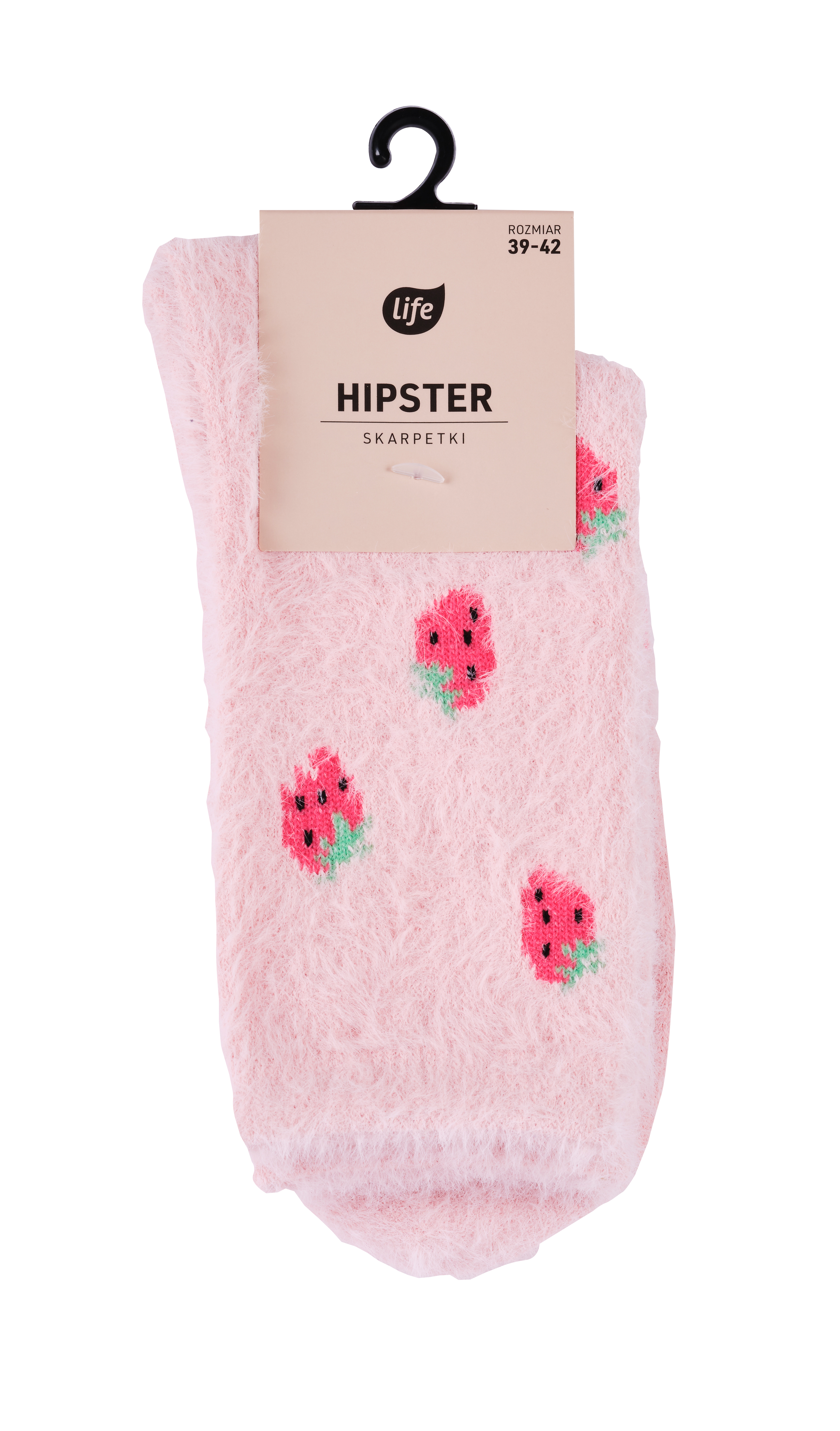 Life Hipster Pluszowe skarpetki damskie, Truskawki, 39-42