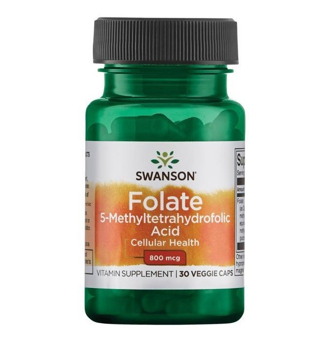 Swanson Folian Quatrefolic 800µg Kwas foliowy Kapsułki