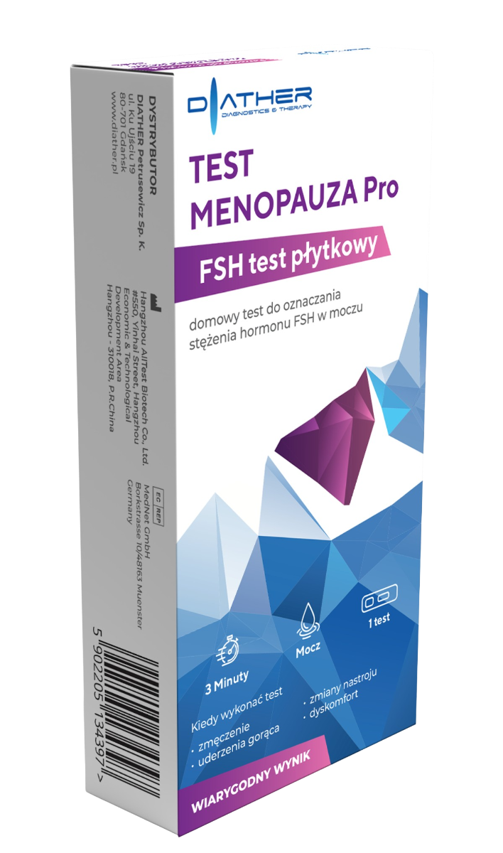 Diather Test Menopauza Pro,  Domowy test do oznaczania stężenia hormonu FSH w moczu