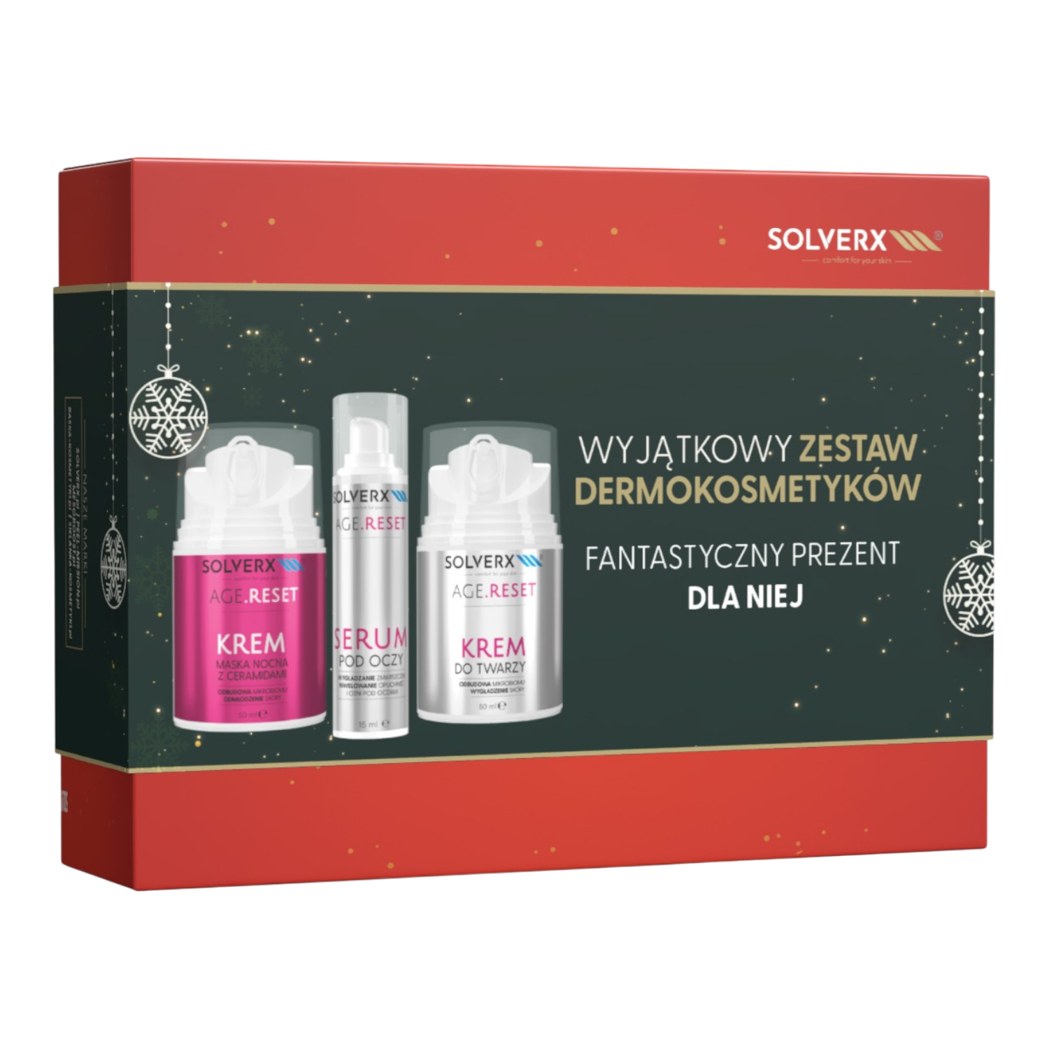 Solverx Age Reset Zestaw prezentowy: Serum pod oczy + Krem do twarzy + Krem-maska nocna 