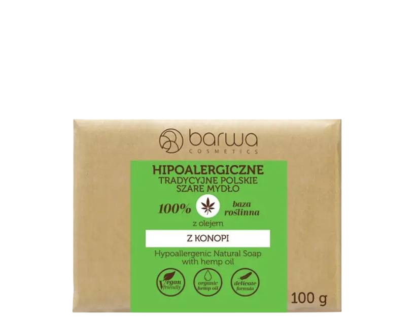 BARWA Mydło w kostce szare z olejem z konopi 